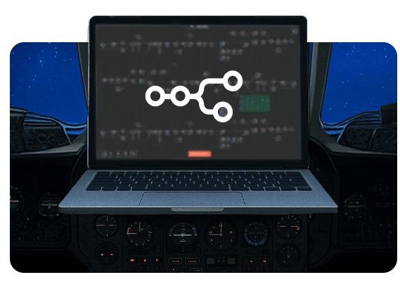 Laptop com interface N8N em um painel de avião